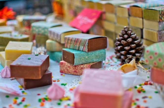 Bunch of Soap in white table